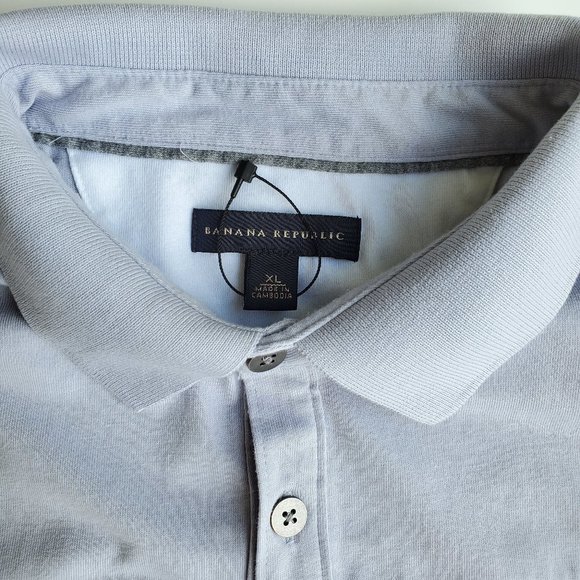 Banana Republic Men's Blue Fog & White Stripe Polo - Picture 4 of 5